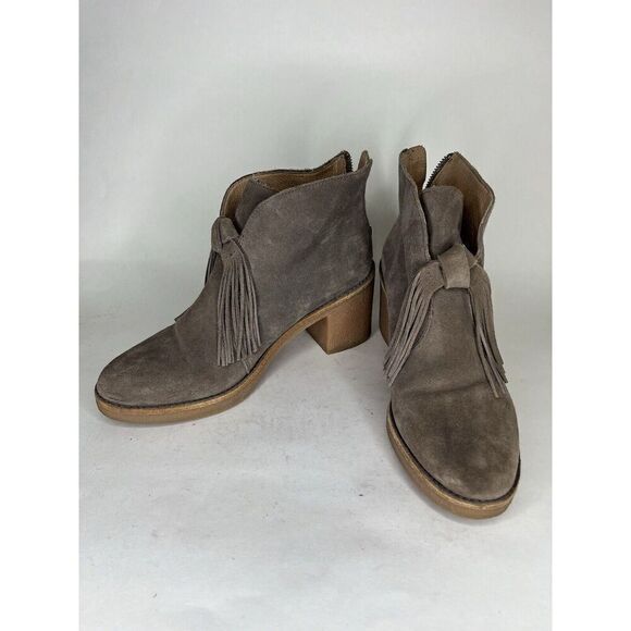 Ugg Booties Women Size 9 Gray Suede Zip Heels - Picture 10 of 16